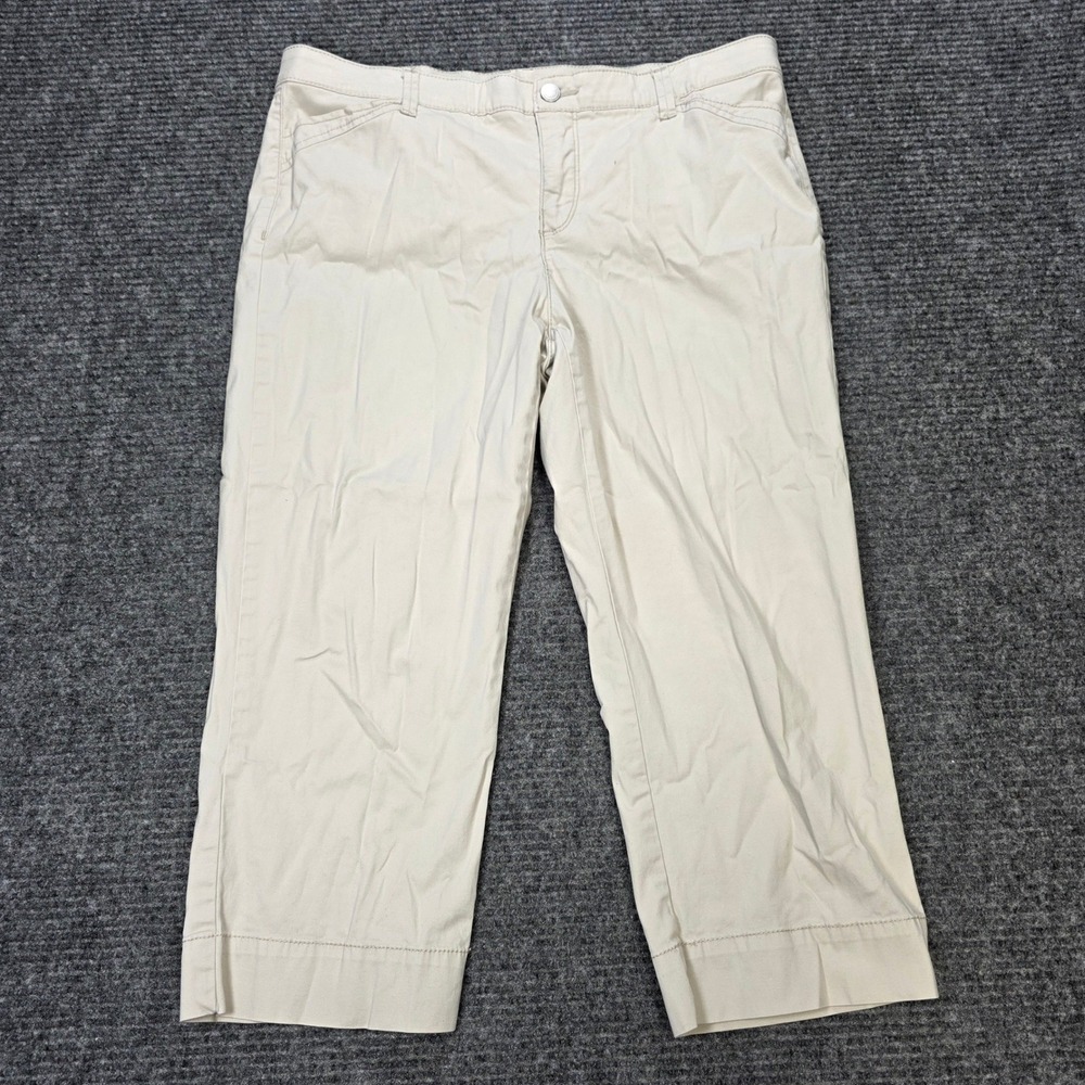 Bandolino Maureen Cropped Stretch Pants Womens Size 8 Beige Khaki Zip Fly Button